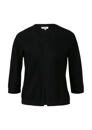 s.Oliver Red Label - Feinstrickcardigan aus Baumwolle mit 3/4-Ärmeln schwarz - Gr. - 34