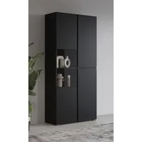 OTTO home Vitrine Cross, Höhe 183,5 cm, moderne grifflose Standvitrine mit 3 Türen Hochschrank mit viel Stauraum, Glastür und verstellbaren Einlegeböden