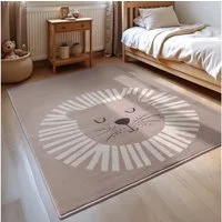 HANSE Home Kinderteppich Happy Lion, rechteckig, Höhe: 8 mm, Spielteppich, fest, Kinderzimmer, Kurzflor, Spielunterlage