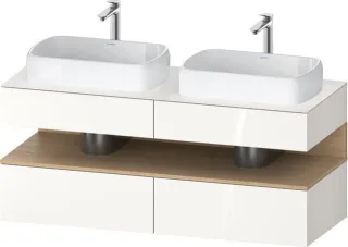 Duravit Qatego Konsolenwaschtischunterbau wandhängend Weiß Hochglanz 1400x550x600 mm - QA47670302200 QA4767030220010