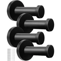 FELIXLEO Garderobenhaken 4er Garderobenhaken Edelstahl Schwarz 53mm Wandhaken 20kg (1 St)