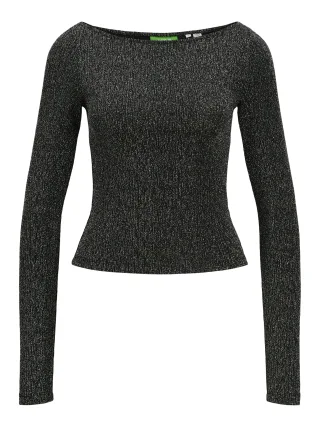 JJXX - JXSIGGA STR GLITTER BOATNECK LS TOP JRS silver - Gr. - S