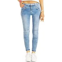 be styled Skinny-fit-Jeans Skinny Röhrenjeans mit Gürtel, Slim, Stretch, Hellblau - Damen - j8p