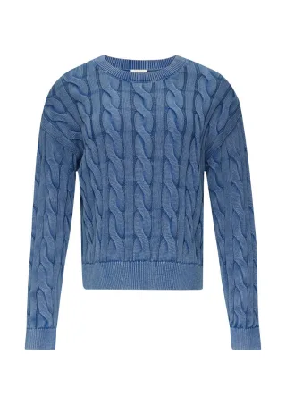 s.Oliver Red Label - Pullover mit Zopfstrickmuster blau - Gr. - 38