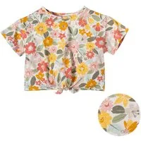 People Wear Organic Kurzarmshirt mit Knotendetail und verkürzter Silhouette