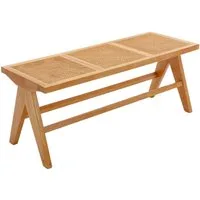CHAIRUS Sitzbank Rattan Holz Esszimmerbank Eingangsbank, 115x42x47cm (1-St), mit Massivholzbeinen für Esszimmer, Balkon oder Flur