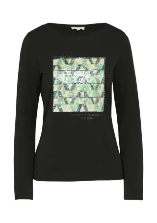 s.Oliver Red Label - Langarm-Shirt mit Frontprint schwarz - Gr. - 34
