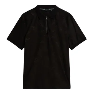 Ted Baker Neyack Feather Jacquard Zip Schwarzes Polohemd