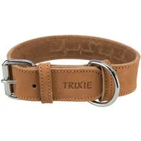 TRIXIE Hunde-Halsband Rustic Fettleder-Halsband Heartbeat - braun - 34–40 cm/30 mm, Leder