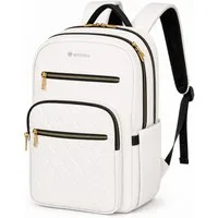 Bronea Cityrucksack CITY TRAVEL Rucksack Damen Herren – 15,6 Zoll Laptopfach (Farbe off-white oder schwarz/off-white, Viel Platz. Clever organisiert. Stilvoll unterwegs), Twill Polyester, viele Fächer, gepolsterte Gurte & Ladeanschluss
