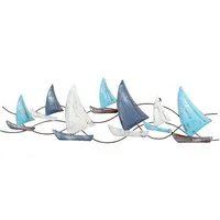 Levandeo® Wandbild, Wanddeko L74cm Segelboot Wandbild Blau Grau Weiß Maritim Wandbild