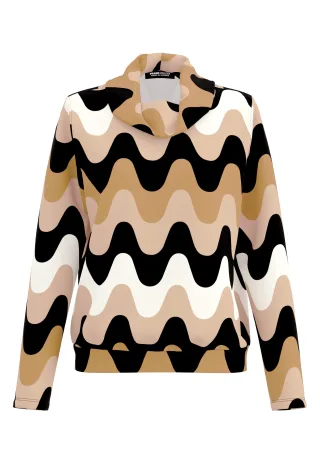 FRANK WALDER - Shirt NOS mit locker fallendem Rollkragen cashew/caramel/toffee/schwarz - Gr. - 38