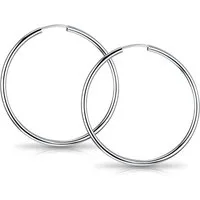 Materia Paar Creolen Damen Silber dünn Ø38mm SO-64, 925 Sterling Silber, Hochglanz