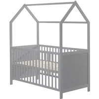 roba® Babybett Hausbett 70 x 140 cm, Babybett in Hausoptik, höhenverstellbar, Umbaubar zum Juniorbett