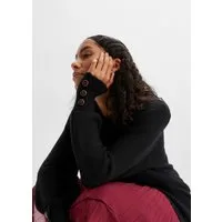 bonprix Longpullover mit dekorativen Knöpfen, mit Rundhalsausschnitt