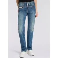 Herrlicher High-waist-Jeans Raya New Straight Denim im Straight Fit, 3-Knopf-Verschluss