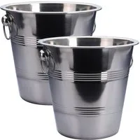Koopman Wein- und Sektkühler Flaschenkühler Edelstahl 22 cm Eimer 2/4 er Set, Edelstahl, Flaschenkühler, 2 Stk, Sekteimer, Eiseimer