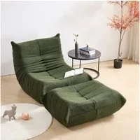 HAUSS SPOLE Sitzsack Lazy Sofa mit Fußhocker, Wohnzimmer Teddysamt, modernes Design Grün (Relax-Sessel Lehnsessel mit Rückenstützung und Schaumstoffpolsterung, 2 St., Produkt als komprimierte Verpackung), Relaxsessel Polstermöbel