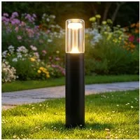 Nettlife Außen-Stehlampe Pollerleuchte 40cm 10W 3000K warmweiß schwarze Wegeleuchte Glas, für Garten Hof Weg Terrasse Balkon–Außenbeleuchtung Deko