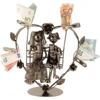Geschenk-Himmel Dekofigur Metall Figur Hochzeit Paar Schaukel Geldgeschenk