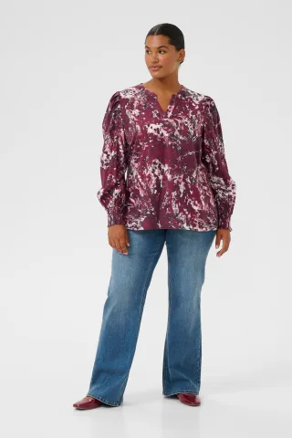 Langarm-Bluse KCmina Langarm-Bluse Regular fit black red