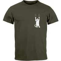 Neverless Print-Shirt Herren T-Shirt Aufdruck Katze Cat Logo lustig Kapuzen-Pullover Männer mit Print