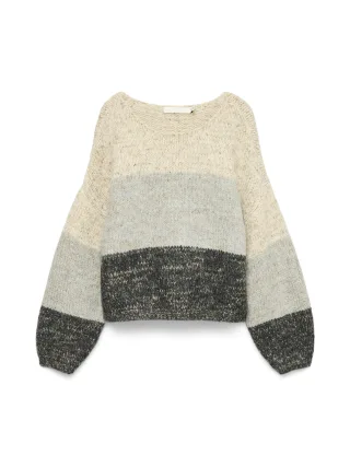 VERO MODA - VMJENNA LS BOATNECK PULLOVER PRM oatmeal - Gr. - L