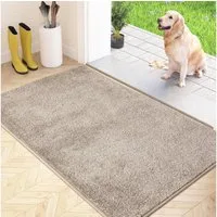 FCSDETAIL Fußmatte Schmutzfangmatte 86x150 cm rutschfest waschbar beige Eingang Haustür