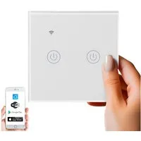 echos Eco-4151 Smarter Lichtschalter, 2 x Schaltausgang,600W,Fernsteuerung,Sprachsteuerung mit Alexa/Google