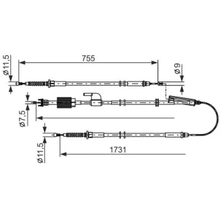 Bosch Handbremsseil mitte Opel Zafira Tourer C