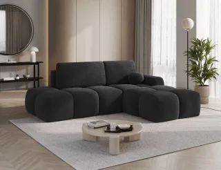 Ecksofa mit Schlaffunktion Sofa PLAY Stoff Coral Anthrazit Ottomane Rechts