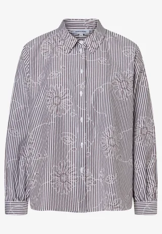 MORE & MORE - Bluse mit Stickerei braun - Gr. - 34