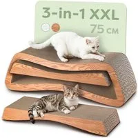 Knupis Kratzbrett Knupis Kratzmöbel Mountain – 3-teilig XXL 75cm Kratzfest FSC, (Set, 3-tlg., 3-teiliges Kratzbrett-Set), Krallenpflege – Bis zu 2 Jahre Kratzspaß – Platzsparend – Möbelschutz