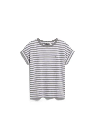 Armedangels - IDAARA STRIPE T-SHIRT white-silver melange - Gr. - S