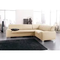 DOMO collection Ecksofa Alisson, zeitlose Optik, flache Armlehnen, L-Form, fester Sitzkomfort, wahlweise mit Bettfunktion