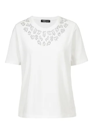 FRANK WALDER - Shirt LOVELY SOFT TONES mit Schmucksteinen ecru - Gr. - 40