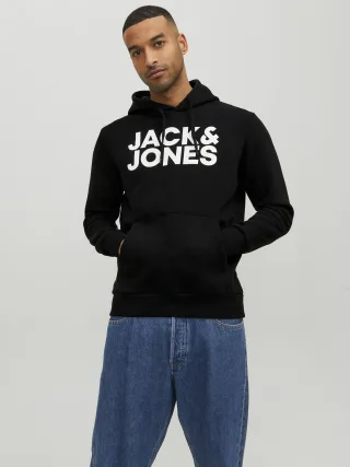 JACK&JONES - JJECORP LOGO SWEAT HOOD NOOS Black - Gr. - XS