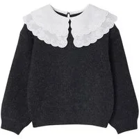 vertbaudet Pullunder Flauschiger Mädchen Pullover mit besticktem Kragen