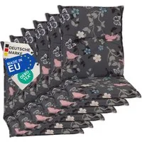 NYVI Sitzauflage Niedriglehner Auflagen 6er Set Barcelona Gartenstuhlauflagen 100x50cm, (6 St), Niederlehner Stuhlauflage Sitzauflage mit Halteband Blumen Floral