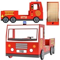 Casaria Kinderbett, 90x200cm Rausfallschutz Lattenrost 120KG belastbar Kinderbett Autobett