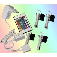 TRANGO LED Glaskantenbeleuchtung, 4er Set RGB Farbwechsel LED Glaskantenbeleuchtung 5022-04 inkl. Fernbedienung Schrankbeleuchtung I Glasbodenbeleuchtung I Vitrinenbeleuchtung, LED Clips I Möbelbeleuchtung