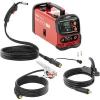 Stamos Welding Group Elektroschweißgerät Fülldraht Schweißgerät 130 A FLUX WIG Liftarc MMA digitales Bedienfeld