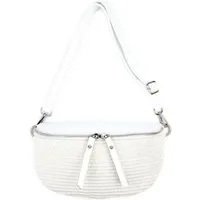 ITALYSHOP24 Bauchtasche Damen Basttasche Schultertasche CrossBody CrossOver Umhängetasche, als Bodybag Brusttasche Hüfttasche Gürteltasche Sommer Tasche