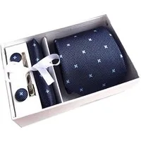 Moschen-Bayern Krawatte Seidenkrawatte Krawatte Herrenkrawatte 100% Seide 4-tlg. Geschenkbox Set-4tlg. - Krawatte + Einstecktuch + Manschettenknöpfe + Nadel