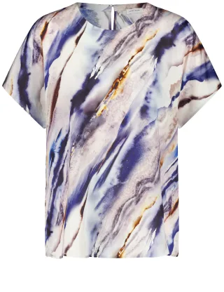 GERRY WEBER Collection - BLUSE 1/2 ARM beige/blue aquarell stripes - Gr. - 44