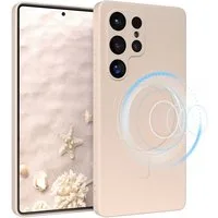 EAZY CASE Handyhülle für Samsung Galaxy S25 Ultra Hülle Silikon 6,9 Zoll, Schutzcase mit MagSafe Slimcover Silikonschutzhülle elastisch Taupe