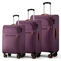 Verage Koffer Weichschalenkoffer, Leicht Reisekoffer mit Zahlenschloss, 4 Rollen, Stoffkoffer, Handgepäck/Set 3-teilig, 56/66/76cm,47/77/109L