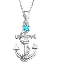 Goldene Hufeisen Kette mit Anhänger Anker Anhänger mit Kette aus 925 Sterling Silber mit Zirkonia (2-tlg, Anhänger mit Kette, inkl. Etui), mit Zirkonia (synth)