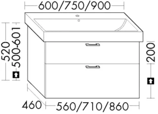Burgbad Waschtischunterschrank zu Keramik System 30 Preisgruppe 2 Echo 520x860x460 Veloursgrau WYJS086F6444