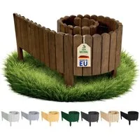 Floranica Palisade Rasenkante Holz Flexible Beeteinfassung Rollborder Gartenzaun, LxH: 200x10 cm, Dunkelbraun, Umzäunung für Garten Blumenbeeten Gemüsebeeten Rosen